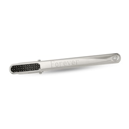 Men's Diamond Accent Carbon fibre Inlay Engravable Tie Bar in Stainless Steel (1 Line)