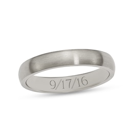 4.0mm Engravable Brushed Comfort-Fit Wedding Band in Titanium (1 Line)