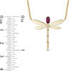Thumbnail Image 1 of Enchanted Disney Mulan Oval Rhodolite Garnet and Diamond Accent Dragonfly Necklace in 10K Gold