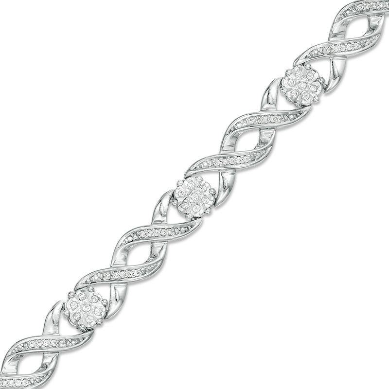 0.37 CT. T.W. Composite Diamond Twist Bracelet in Sterling Silver - 7.25"|Peoples Jewellers