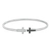 Thumbnail Image 1 of 0.086 CT. T.W. Enhanced Black and White Diamond Sideways Cross Open Flex Bangle in Sterling Silver