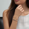 Thumbnail Image 2 of 0.086 CT. T.W. Enhanced Black and White Diamond Sideways Cross Open Flex Bangle in Sterling Silver