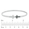 Thumbnail Image 3 of 0.086 CT. T.W. Enhanced Black and White Diamond Sideways Cross Open Flex Bangle in Sterling Silver