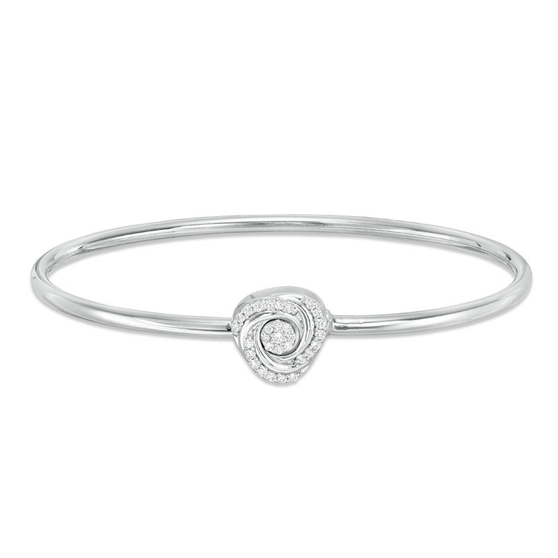 0.18 CT. T.W. Diamond Swirl Convertible Flex Bangle in Sterling Silver