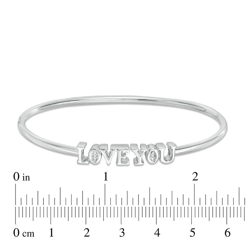 Main Image 3 of Diamond Accent "LOVE YOU" Open Flex Bangle in Sterling Silver