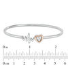 Thumbnail Image 3 of Diamond Accent Heart and Heartbeat Convertible Flex Bangle in Sterling Silver and 10K Rose Gold