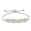Thumbnail Image 0 of 0.23 CT. T.W. Diamond "XO" Bolo Bracelet in Sterling Silver and 10K Gold - 9.5"