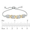 Thumbnail Image 2 of 0.23 CT. T.W. Diamond "XO" Bolo Bracelet in Sterling Silver and 10K Gold - 9.5"