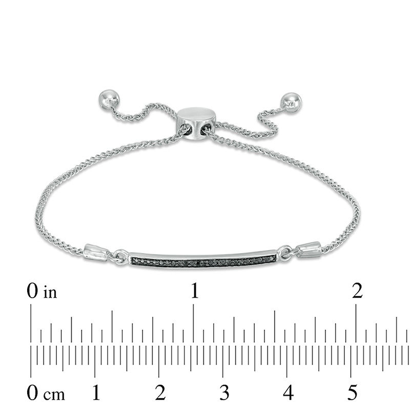 Main Image 3 of Black Diamond Accent Bar Bolo Bracelet in Sterling Silver - 9.5"