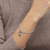 Thumbnail Image 2 of 0.066 CT. T.W. Black Diamond Paw Print Double Strand Bracelet in Sterling Silver - 7.25"