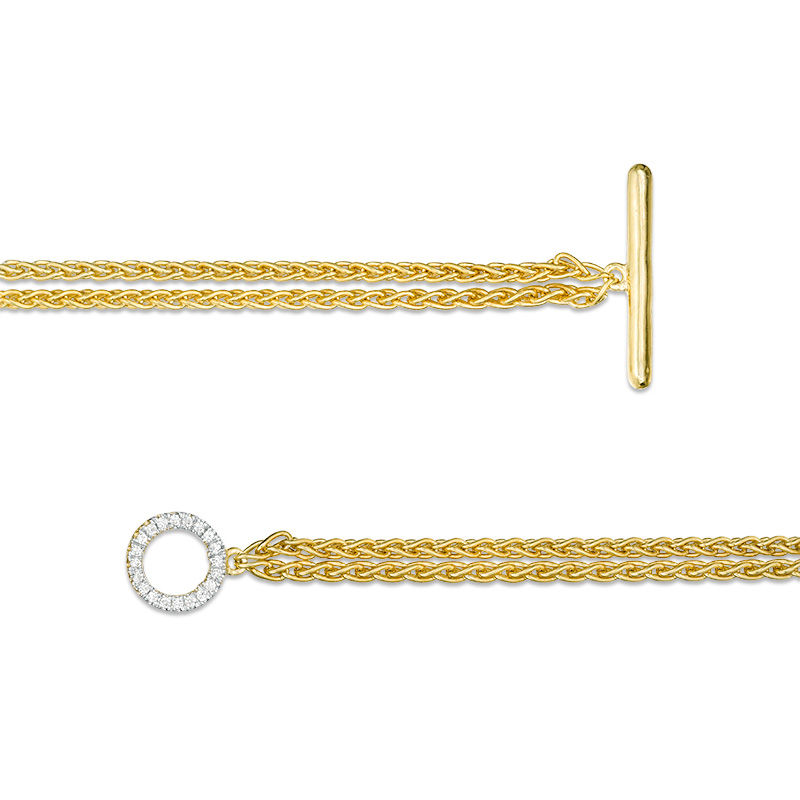 0.067 CT. T.W. Diamond Double Strand Bracelet in Sterling Silver with 14K Gold Plate - 7.25"