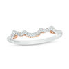 Thumbnail Image 0 of Adrianna Papell 0.13 CT. T.W. Certified Diamond Filigree Scallop Contour Wedding Band in 14K Two-Tone Gold (F/I1)