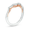 Thumbnail Image 1 of Adrianna Papell 0.13 CT. T.W. Certified Diamond Filigree Scallop Contour Wedding Band in 14K Two-Tone Gold (F/I1)