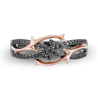 Enchanted Disney Villains Maleficent 0.25 CT. T.W. Diamond Ring in Sterling Silver with Black Rhodium and 10K Rose Gold