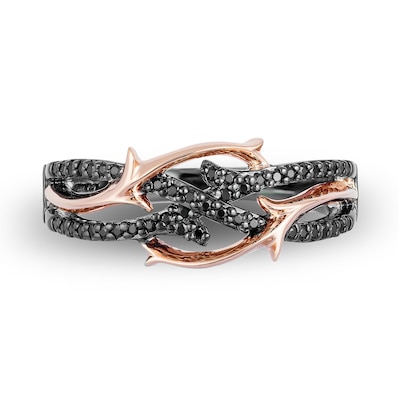 Enchanted Disney Villains Maleficent 0.25 CT. T.W. Diamond Ring in Sterling Silver with Black Rhodium and 10K Rose Gold