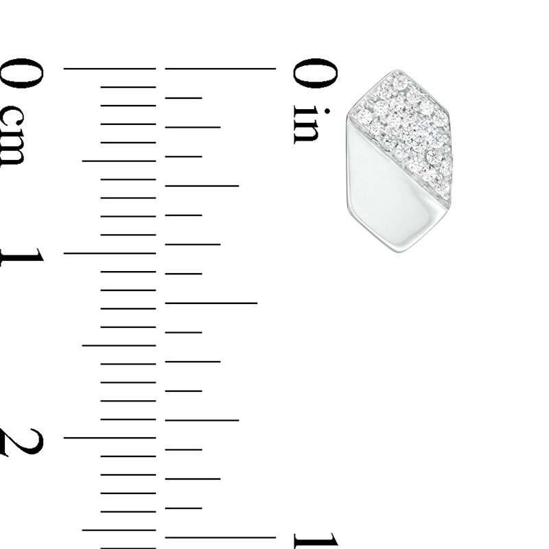 Main Image 3 of 0.16 CT. T.W. Diamond Elongated Hexagon Stud Earrings in 10K White Gold
