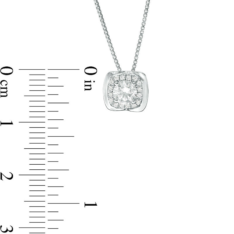 Main Image 3 of 0.37 CT. T.W. Diamond Cushion Frame Pendant in 14K White Gold