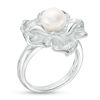 Thumbnail Image 2 of 7.0mm Cultured Freshwater Pearl Flower Ring in Sterling Silver - Size 6