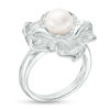 7.0mm Cultured Freshwater Pearl Flower Ring in Sterling Silver - Size 6