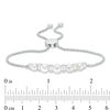 Thumbnail Image 3 of Button Freshwater Cultured Pearl and Baguette Lab-Created White Sapphire Bolo Bracelet in Sterling Silver-9.5"