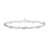 Thumbnail Image 1 of Oval Aquamarine and Diamond Accent Station Beaded Infinity Twist Bracelet in Sterling Silver - 7.5"