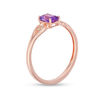 Emerald-Cut Amethyst and Diamond Accent Flare Shank Ring in 10K Rose Gold