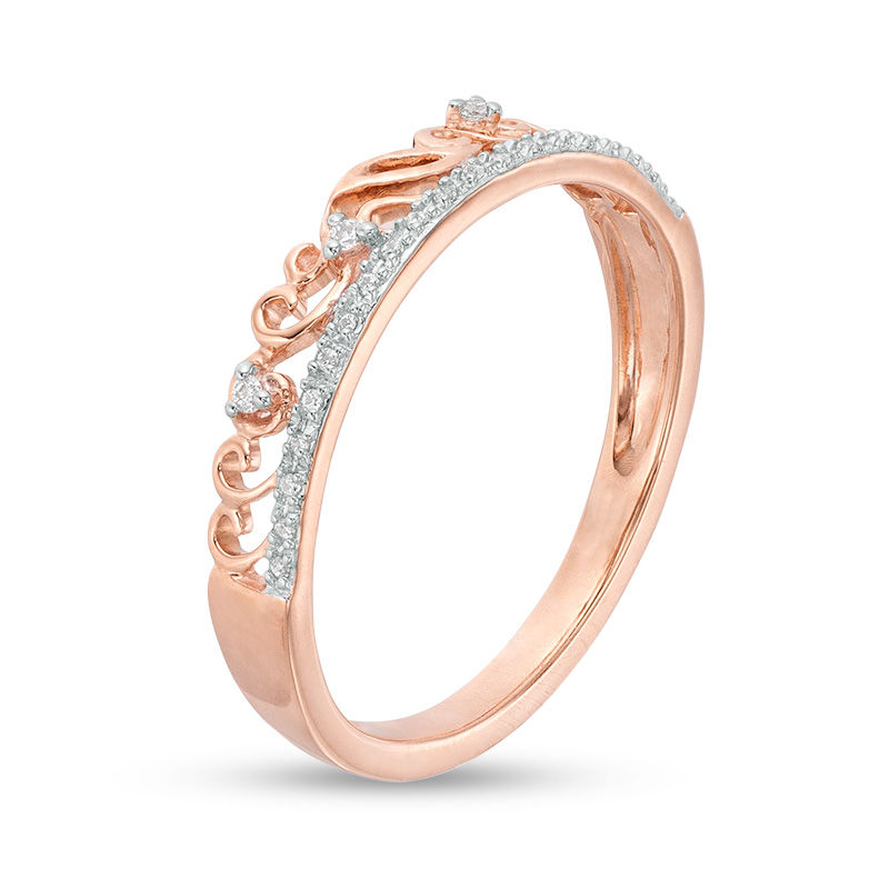 0.04 CT. T.W. Diamond Filigree Double-Row Ring in 10K Rose Gold