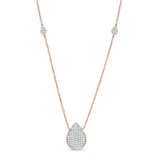 0.25 CT. T.W. Composite Diamond Teardrop Station Necklace in 10K Rose Gold