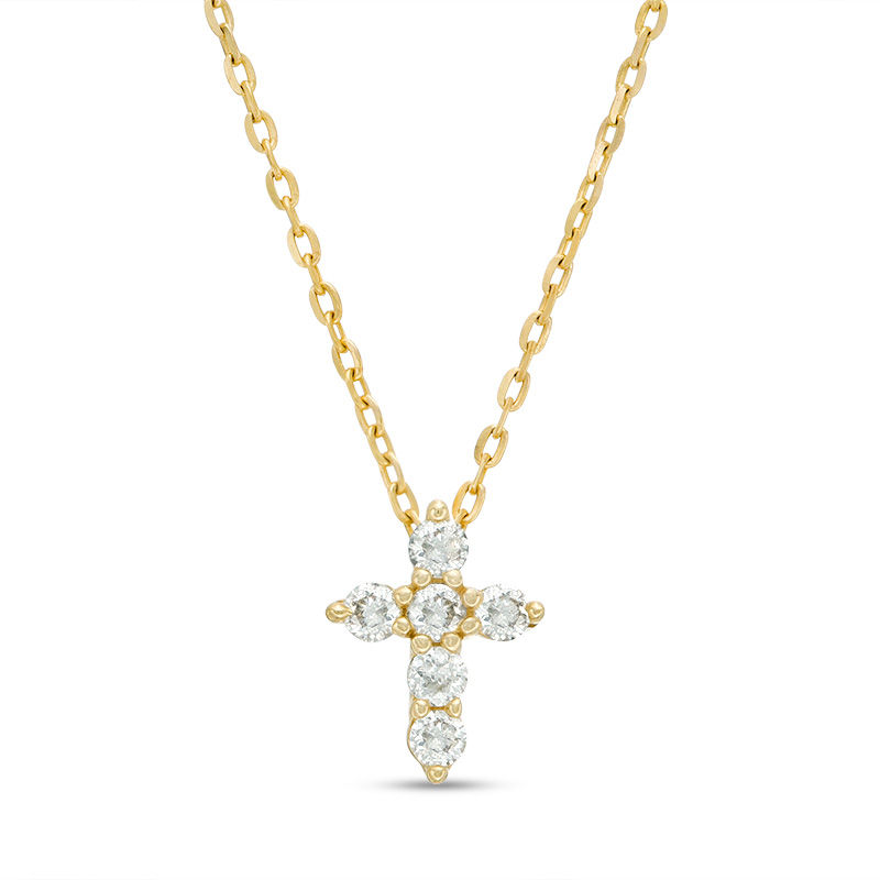 0.10 CT. T.W. Diamond Mini Cross Pendant in 10K Gold|Peoples Jewellers