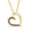 Black Diamond Accent Tilted Loop Heart Outline Pendant in 10K Gold