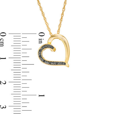 Black Diamond Accent Tilted Loop Heart Outline Pendant in 10K Gold