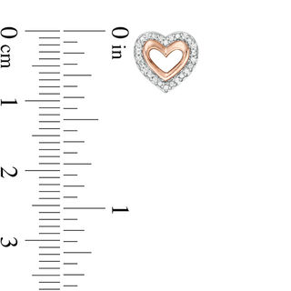 0.04 CT. T.W. Diamond Double Heart Outline Stud Earrings in Sterling Silver and 10K Rose Gold