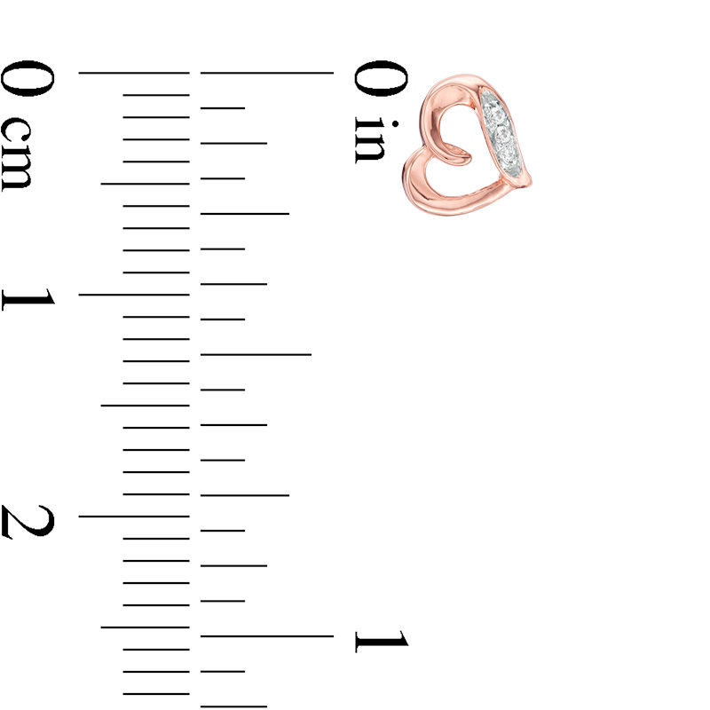 Main Image 2 of Diamond Accent Loop Heart Stud Earrings in 10K Rose Gold