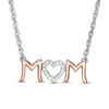Thumbnail Image 0 of 0.04 CT. T.W. Diamond Heart "MOM" Necklace in Sterling Silver and 10K Rose Gold