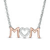 0.04 CT. T.W. Diamond Heart "MOM" Necklace in Sterling Silver and 10K Rose Gold