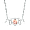 0.086 CT. T.W. Diamond Paw Print and Heart "MOM" Necklace in Sterling Silver and 10K Rose Gold