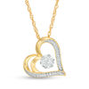 0.065 CT. T.W. Diamond Flower and Heart Outline Pendant in 10K Gold