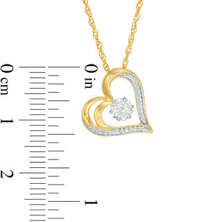 0.065 CT. T.W. Diamond Flower and Heart Outline Pendant in 10K Gold
