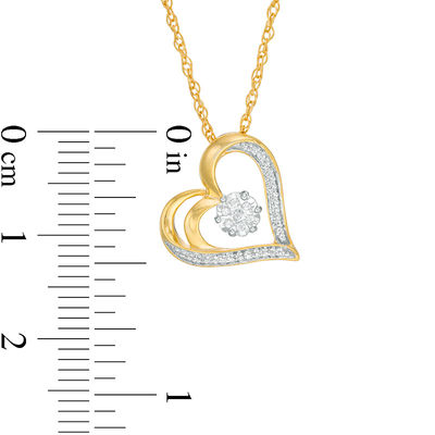 0.065 CT. T.W. Diamond Flower and Heart Outline Pendant in 10K Gold