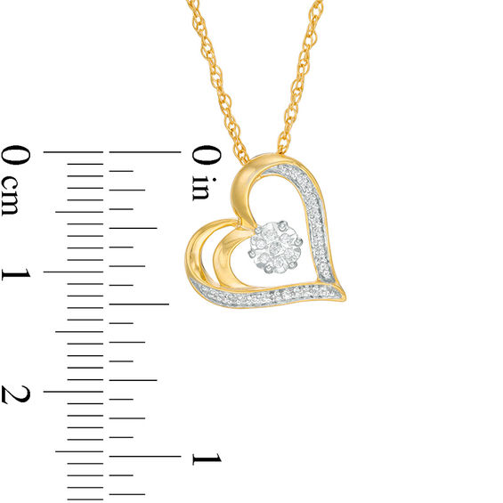 0.065 CT. T.W. Diamond Flower and Heart Outline Pendant in 10K Gold