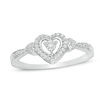 Thumbnail Image 0 of 0.085 CT. T.W. Diamond Heart Frame Heart-Sides Promise Ring in Sterling Silver