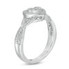 Thumbnail Image 2 of 0.085 CT. T.W. Diamond Heart Frame Crossover Shank Promise Ring in Sterling Silver