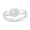Thumbnail Image 0 of 0.116 CT. T.W. Composite Diamond Heart Frame Split Shank Promise Ring in 10K White Gold