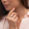Thumbnail Image 1 of 0.116 CT. T.W. Composite Diamond Heart Frame Split Shank Promise Ring in 10K White Gold