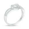 Thumbnail Image 2 of 0.116 CT. T.W. Composite Diamond Heart Frame Split Shank Promise Ring in 10K White Gold