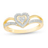 Thumbnail Image 0 of 0.116 CT. T.W. Composite Diamond Heart Frame Split Shank Promise Ring in 10K Gold
