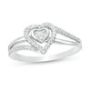 Thumbnail Image 0 of 0.145 CT. T.W. Composite Diamond Heart Frame Bypass Promise Ring in Sterling Silver