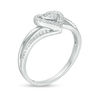 Thumbnail Image 2 of 0.145 CT. T.W. Composite Diamond Heart Frame Bypass Promise Ring in Sterling Silver