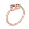Thumbnail Image 2 of 0.04 CT. T.W. Diamond Interlocking Hearts Ring in 10K Rose Gold