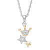 Thumbnail Image 1 of 0.04 CT. T.W. Diamond Crown and Star Pendant in Sterling Silver and 10K Gold